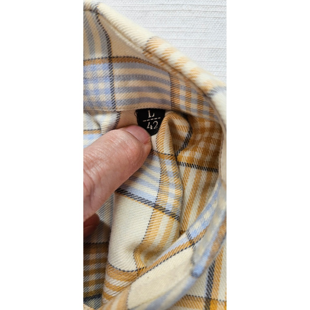Corneliani ID Mens Plaid Button Down Shirt Orange Blue Cotton Size L 42 Large - Picture 6 of 7